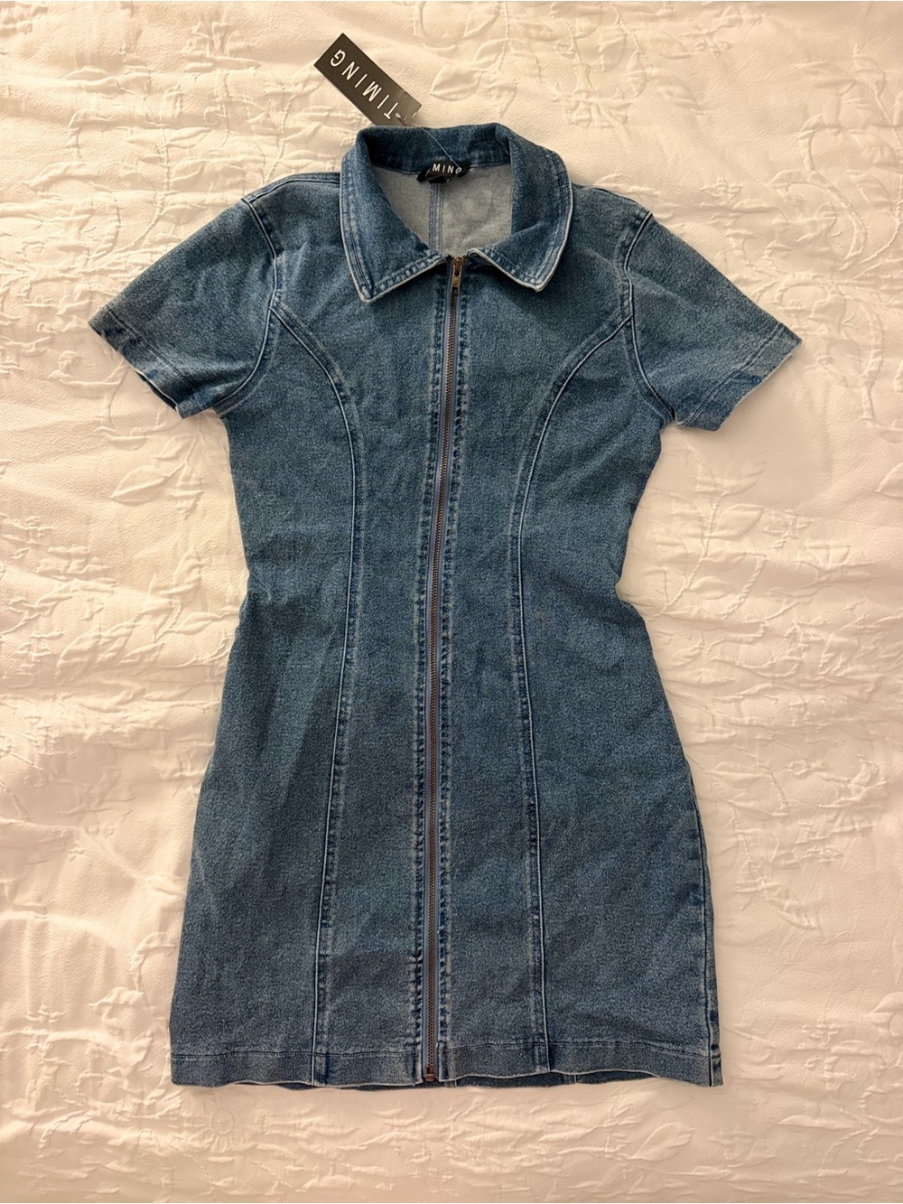 NWT Denim Zip-Front Mini Dress